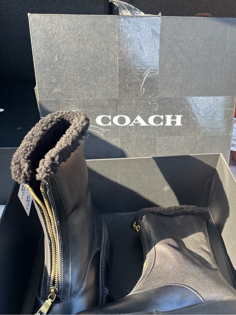Coach leather Sherpa boots